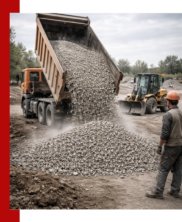 Доставка щебня в клине крупными и мелкими фракциями