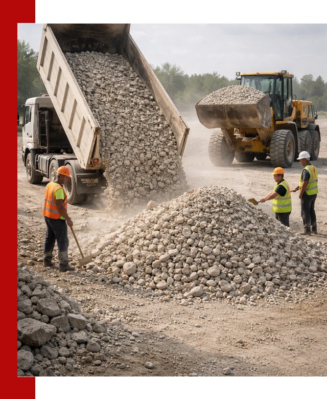 Доставка известнякового щебня фр. 40-70 в клине