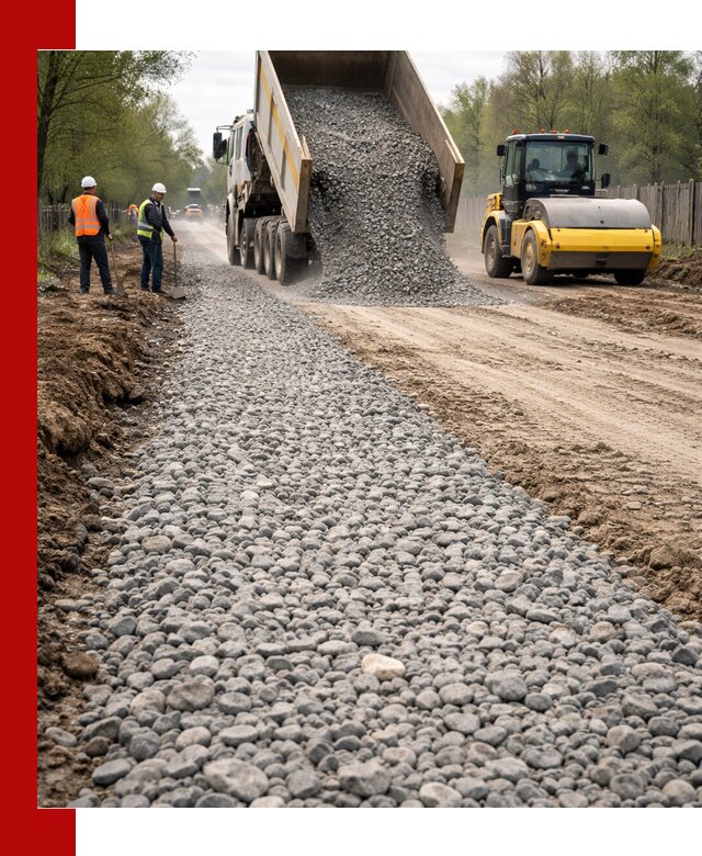 Доставка щебня для отсыпки дорог в клине высокого качества