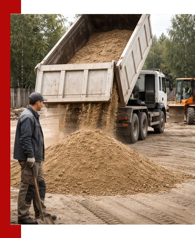 Доставка и продажа песка с разгрузкой в клине