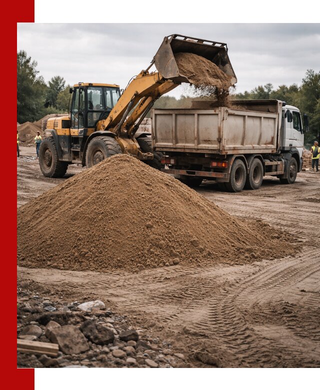Доставка речного песка навалом в клине быстро и выгодно