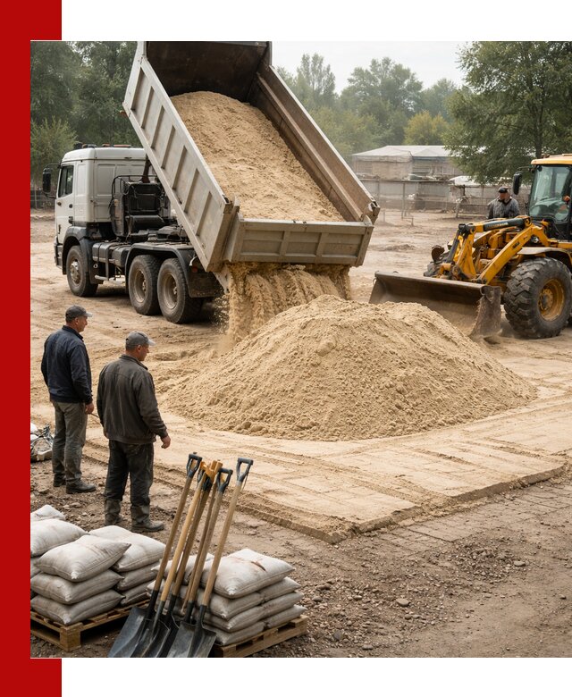 Доставка мытого песка в клине с самосвалами по выгодной цене