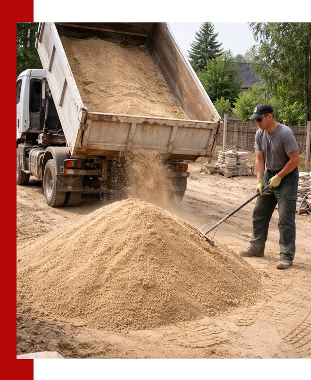 Доставка сухого песка самосвалами в клине