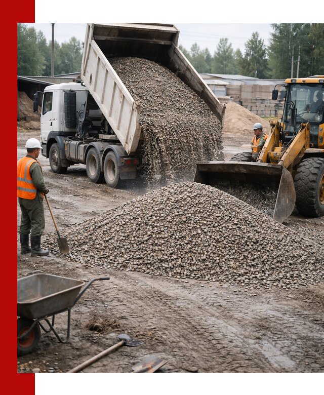 Мытый гравий с доставкой в клине от карьера до участка