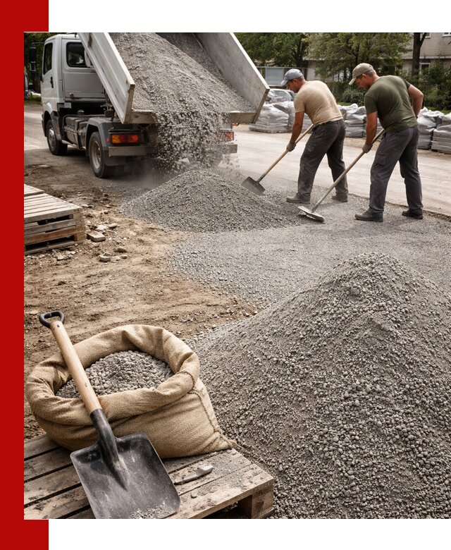 Отсев для тротуарной плитки в клине — доставка и укладка