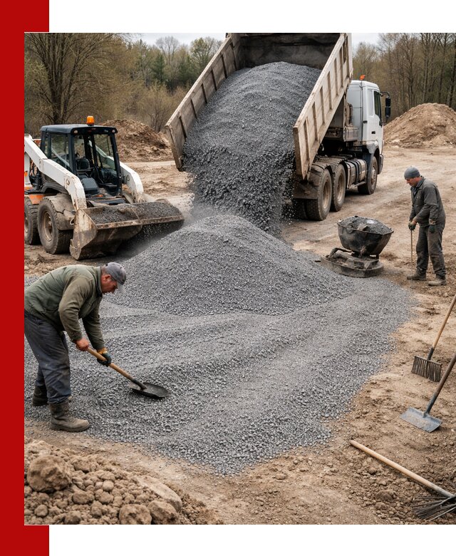 Отсев для подсыпки в клине — доставка и подсыпка на участок