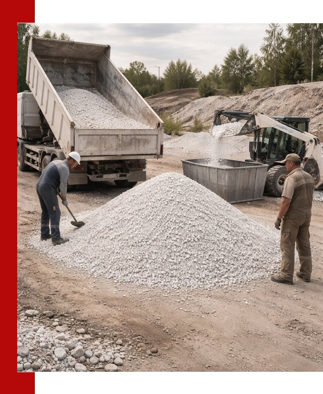 Доставка и продажа белой мраморной крошки в клине