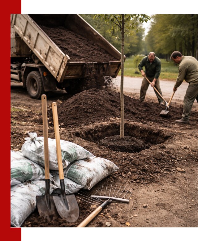 Грунт для посадки деревьев в клине — доставка и подготовка почвы