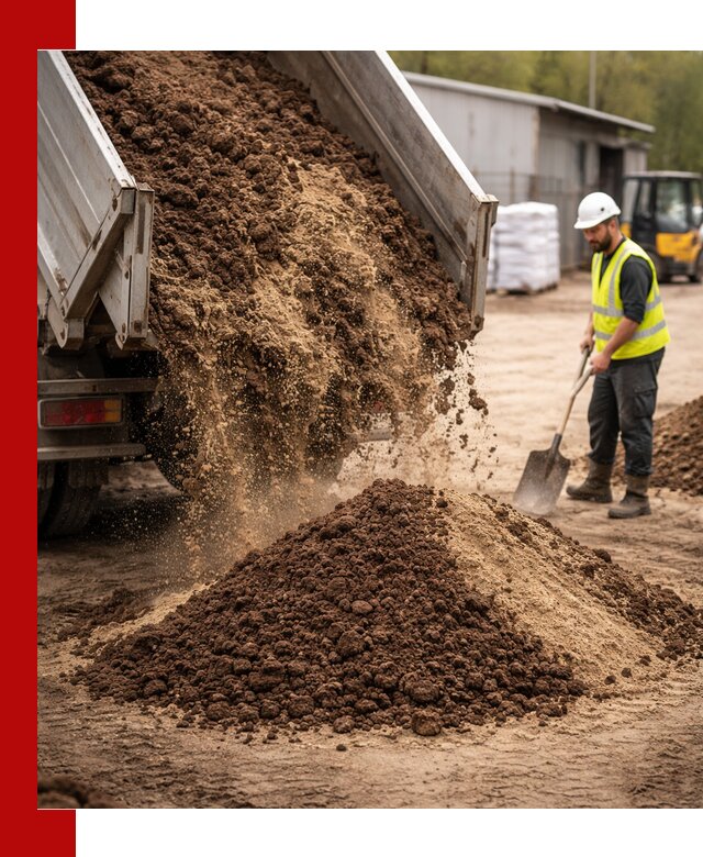 Доставка торфо-песчаной смеси в клине для строительства и озеленения