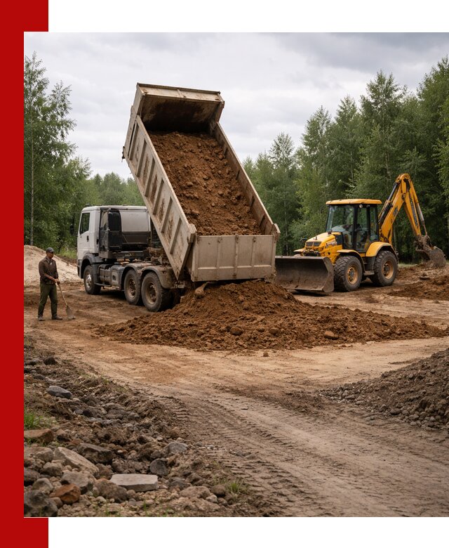 Доставка суглинка самосвалами в клине подсыпка и планировка