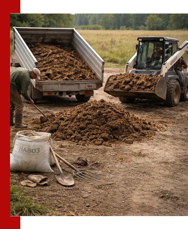 Доставка конского навоза в клине с разгрузкой и доставкой на объект