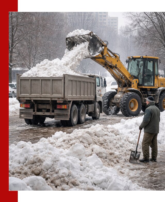 Вывоз снега грузовой техникой в клине оперативно и чисто