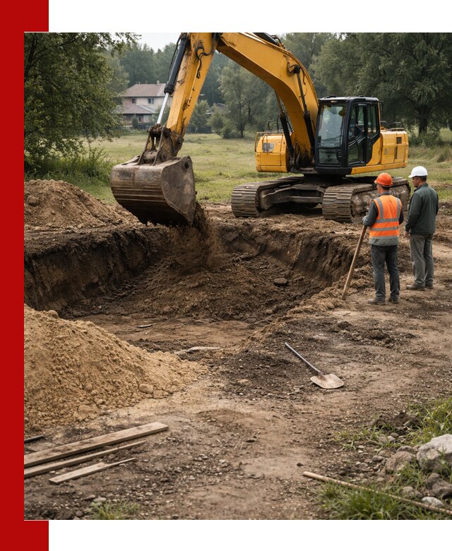 Рытье котлована под фундамент в клине (быстро и недорого)